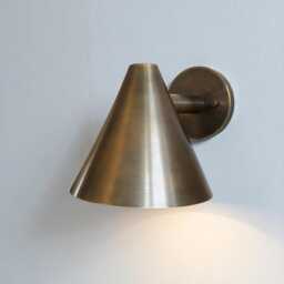 Antique Brass Cone Wall Sconce Mid-Century Modern Light Fixture Sputnik Lamp Bedroom - thumbnail 2