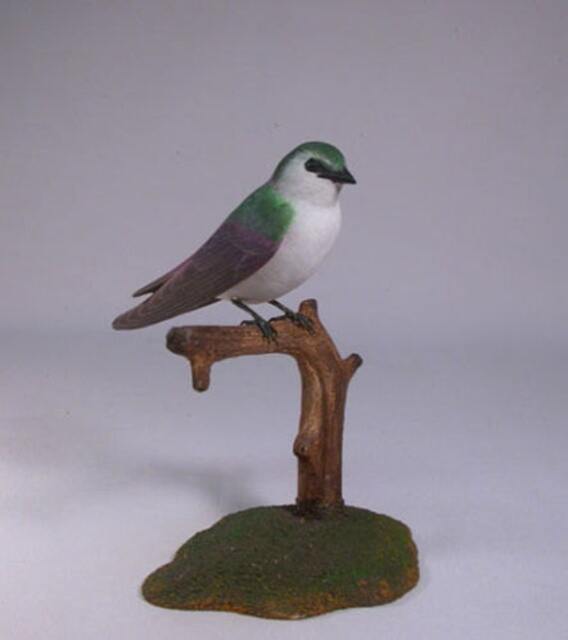 Violet-Green Swallow Hand Carved Wooden Bird