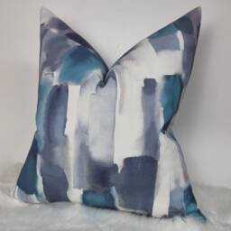 John Lewis Livia Peacock Blue Abstract Brushstroke Design Fabric Cushion Cover - Decorative Throw Pillow - thumbnail 2
