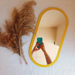Brown Oval Wall Mirror - Boho Wooden Decor, Housewarming Gift For Women - thumbnail 4