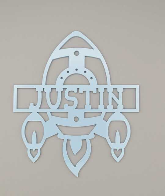 Personalised Space Rocket - Outer Boys Bedroom Decor, Nursery Decor Name, Door Or Wall Hanger in Acrylic Wood - image 1