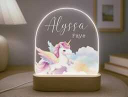 Personalised Children's Cute Unicorn Night Light - Birthday Girl Gift Bedroom Decor Theme Girls - thumbnail 1