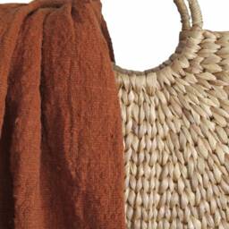 Handwoven Burnt Orange Throw Blanket 94x47, Dark Amber King Throws, Ginger Throw, Woven Bed Coverlets, Wrap, Royal - thumbnail 3