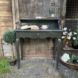 Black Hand Painted French Country Brocante Style Desk/Dressing Table Console - thumbnail 2