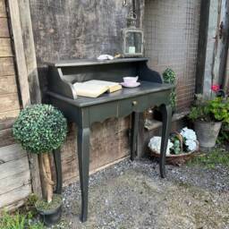 Black Hand Painted French Country Brocante Style Desk/Dressing Table Console