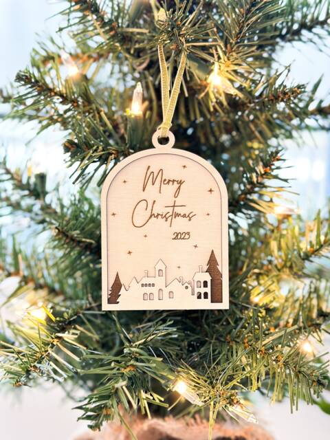Christmas 2025 2026 Ornament, Tree Holiday Keepsake Year Snowglobe Wooden Cabin Mountain Ornament - image 1