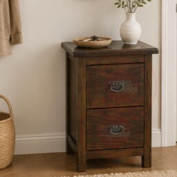Wooden Bedside Cabinet 2 Drawer Nightstand Side Table With Metal Handles - thumbnail 2