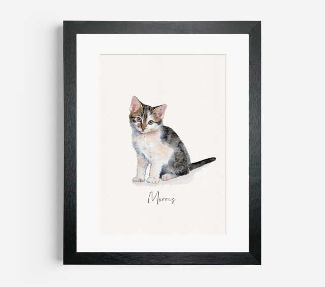 Custom Cat Portrait, Watercolour Pet Illustration, Drawing, Portrait From Photo, Memorial, Framed Print, Christmas Gift - image 1