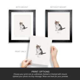 Custom Cat Portrait, Watercolour Pet Illustration, Drawing, Portrait From Photo, Memorial, Framed Print, Christmas Gift - thumbnail 2