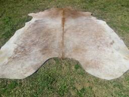 Beige Brown Tones Large New Cowhide Rug Natural Hair On - 6x6 Ft Size Approx Tri-Color Brown Tones Soft Carpet Cow Hide E-Bm - thumbnail 1