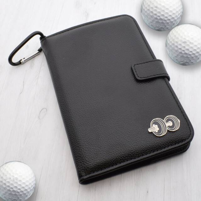 Dumbbell Design - Personalised Leatherette Golf Organiser Complete With Divot Repairer, Marker, Tees, Scorecard & Pencils - image 1