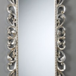 Classic Baroque Long Antique Silver Leaf Mirror Made in Italy - Large Louis Xiv Style Mirror Italian Hallway Carved Victorian #8061 - thumbnail 3