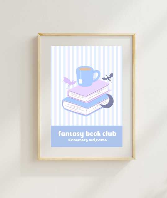 Fantasy Book Club Art Print - Romantasy Readers Bookish Girlies Poster Dragons - image 1