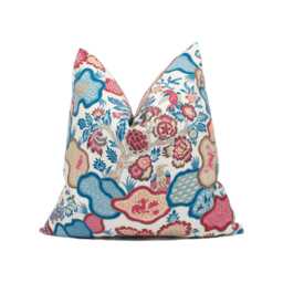 Scalamandre - Ziba Peacock Rose Charming Bright Indonesian Batik Chintz Cushion Cover Handmade Throw Pillow Designer Home D??cor - thumbnail 1