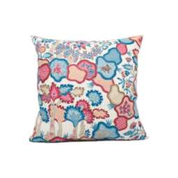 Scalamandre - Ziba Peacock Rose Charming Bright Indonesian Batik Chintz Cushion Cover Handmade Throw Pillow Designer Home D??cor - thumbnail 3