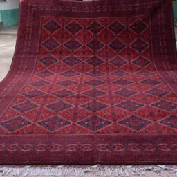 Afghan Rugs, Custom Size, High Quality Handmade Khal Muhammadi Khamyab Large Red Area Rug, Turkmen Tribal Carpet, Living Room, Office - thumbnail 3
