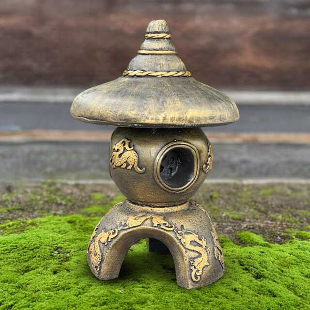 Unique Golden Pagoda Statue Oriental Stone Lantern Ornament Zen Garden Sculpture Feng Shui Accent Chinese Figure Outdoor Gift - image 1