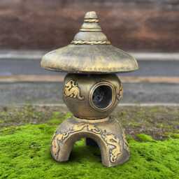 Unique Golden Pagoda Statue Oriental Stone Lantern Ornament Zen Garden Sculpture Feng Shui Accent Chinese Figure Outdoor Gift - thumbnail 1