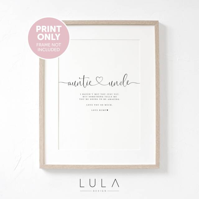 Auntie & Uncle Love From Bump A4 Or A5 Print, Pregnancy Announcement, To Be Gift, Christmas Gift, Reveal - image 1