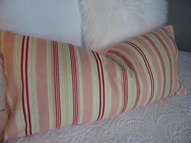 Home Decor.farmhouse.country.ranch.stripes.pillow Cover.slip Cover.pillow Case.pinks, Greens.creams.reds.summer.spring Decor.pillow Covers - image 1