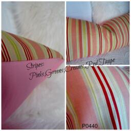 Home Decor.farmhouse.country.ranch.stripes.pillow Cover.slip Cover.pillow Case.pinks, Greens.creams.reds.summer.spring Decor.pillow Covers - thumbnail 2