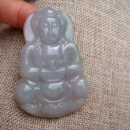 Untreated Certified - A Cargo Lavender Jadeite Big Kwan Yin Pendant Necklace Ceriificate Included - thumbnail 3