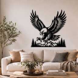 Bald Eagle Metal Wall Art, Mountain Pine Tree Sign, Rustic Cabin Lodge Decor, Wildlife Gift - thumbnail 4