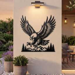 Bald Eagle Metal Wall Art, Mountain Pine Tree Sign, Rustic Cabin Lodge Decor, Wildlife Gift - thumbnail 2