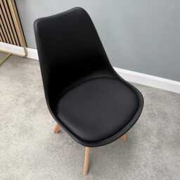 Mid-Century Modern Dining Chairs - Set Of 2 Beech Wood & Pu Leather - thumbnail 2