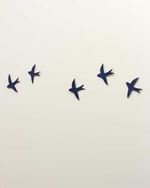 We Fly At Midnight - Navy Blue Ceramic Swallow Wall Art Bird Sculpture - image 1