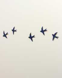 We Fly At Midnight - Navy Blue Ceramic Swallow Wall Art Bird Sculpture - thumbnail 1