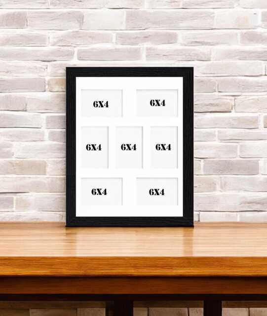"Multi Aperture Black White Oak Rustic Photo Picture Frame - Holds 7 6""X4" - image 1