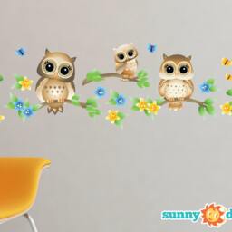 Owl Fabric Wall Decals Branch, Flowers, Butterflies - thumbnail 2