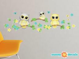 Owl Fabric Wall Decals Branch, Flowers, Butterflies - thumbnail 1