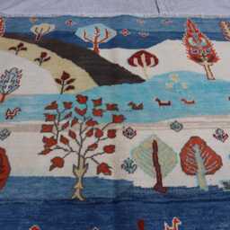 4x6 Ft Kazak Trees Of Rug, Afghan Pictorial Brand Luxury Rug, Medallion Geometric Rug For Living Room - thumbnail 3