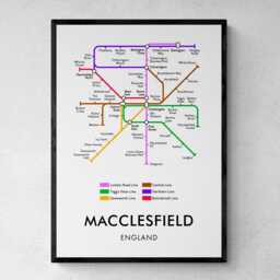 Macclesfield Tube Map Print, Underground Street Wall Art Gifts - thumbnail 1