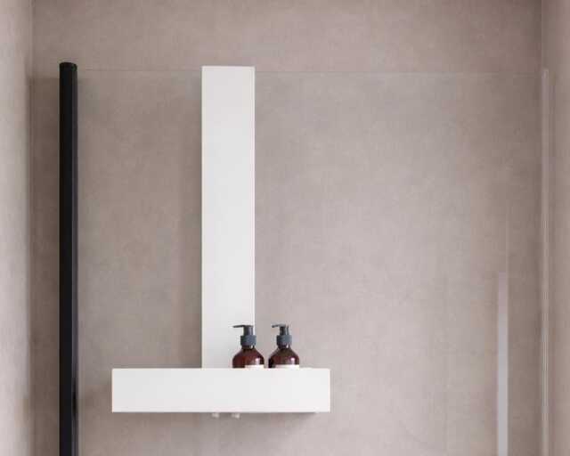 Bathroom Caddy, Modern Farmhouse White Shower Shelf, Storage Organization, No-Drilling Accessories, Dabstory Logan - image 1