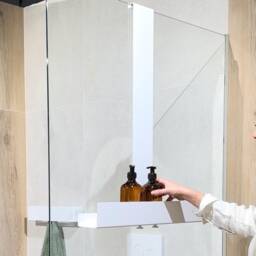 Bathroom Caddy, Modern Farmhouse White Shower Shelf, Storage Organization, No-Drilling Accessories, Dabstory Logan - thumbnail 3