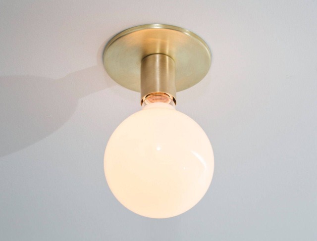 Brass Flush Mount Ceiling Light Mid Century Modern Sconce - Ul Option - image 1