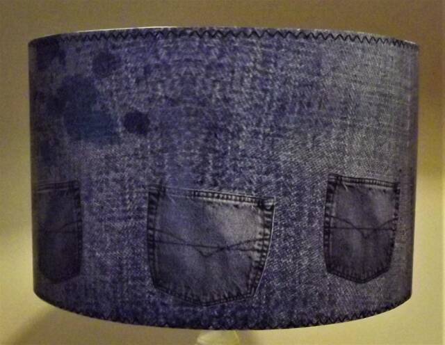 Vintage Denim Lampshade Shabby Chic Blue Jeans Light Shade - image 1