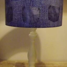 Vintage Denim Lampshade Shabby Chic Blue Jeans Light Shade - thumbnail 2