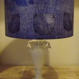 Vintage Denim Lampshade Shabby Chic Blue Jeans Light Shade - thumbnail 3