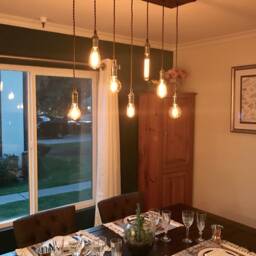 Custom 7 Pendant Wood Chandelier Edison Bulb Industrial Light Square Chandelier Wood - Hangout Lighting - thumbnail 3