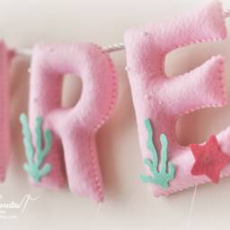 Mermaid Nursery Decor Custom Felt Name Banner, Baby Wall Art - thumbnail 2