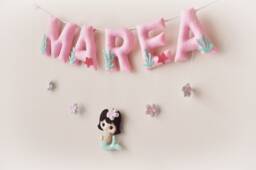 Mermaid Nursery Decor Custom Felt Name Banner, Baby Wall Art - thumbnail 1