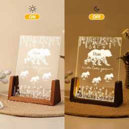 Family Bear Night Light With Custom Names, Personalized Acrylic Led Lamp, Bedroom Decor Gift For Mother's Day Or Housewarming - thumbnail 1