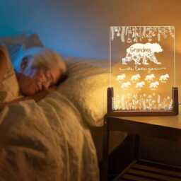Family Bear Night Light With Custom Names, Personalized Acrylic Led Lamp, Bedroom Decor Gift For Mother's Day Or Housewarming - thumbnail 2