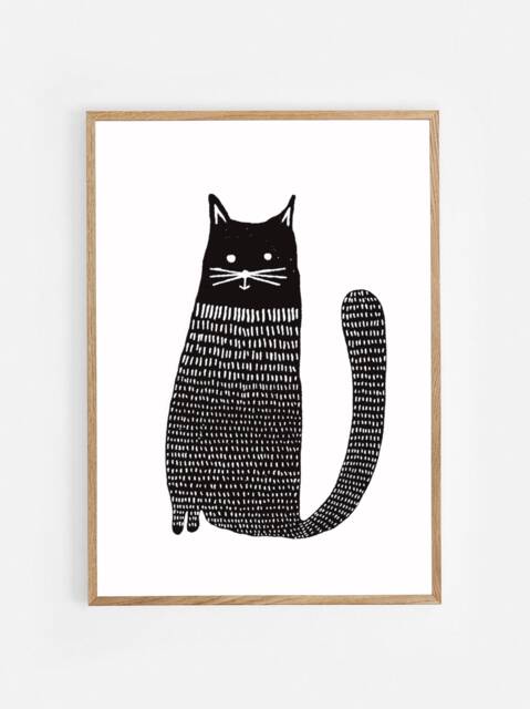 Poster/ Poster Black & White/ Illustration/ Decoration Room/ Wall/ Cats/ Decorative Illustrative - image 1