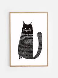 Poster/ Poster Black & White/ Illustration/ Decoration Room/ Wall/ Cats/ Decorative Illustrative - thumbnail 1