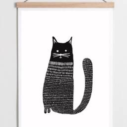 Poster/ Poster Black & White/ Illustration/ Decoration Room/ Wall/ Cats/ Decorative Illustrative - thumbnail 2